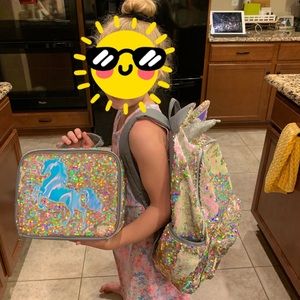 Justice Gold Sequin Backpack and lunch box